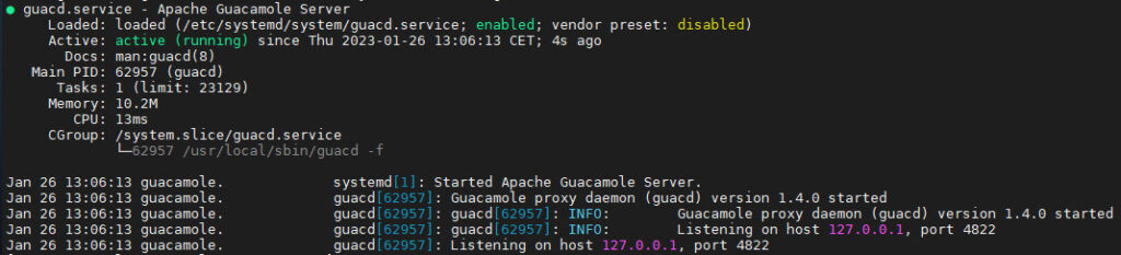 Apache Guacamole - status